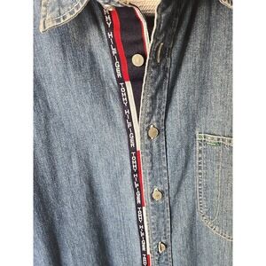 VTG Tommy Hilfiger Denim Shirt Men's XL Long Sleeve 90s Button-Up Blue USA Logo